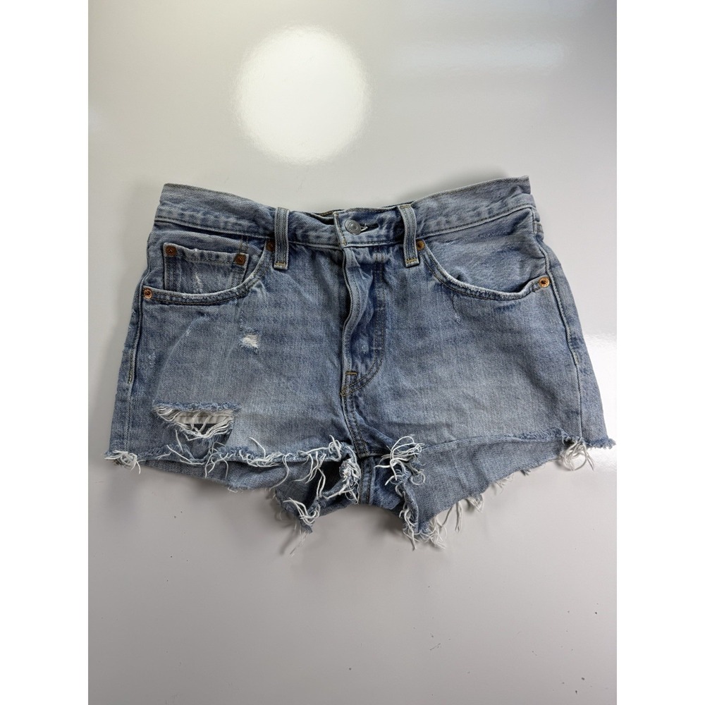 Levi's 501 Denim Distressed Light Wash Button Fly Shorts Sz 26